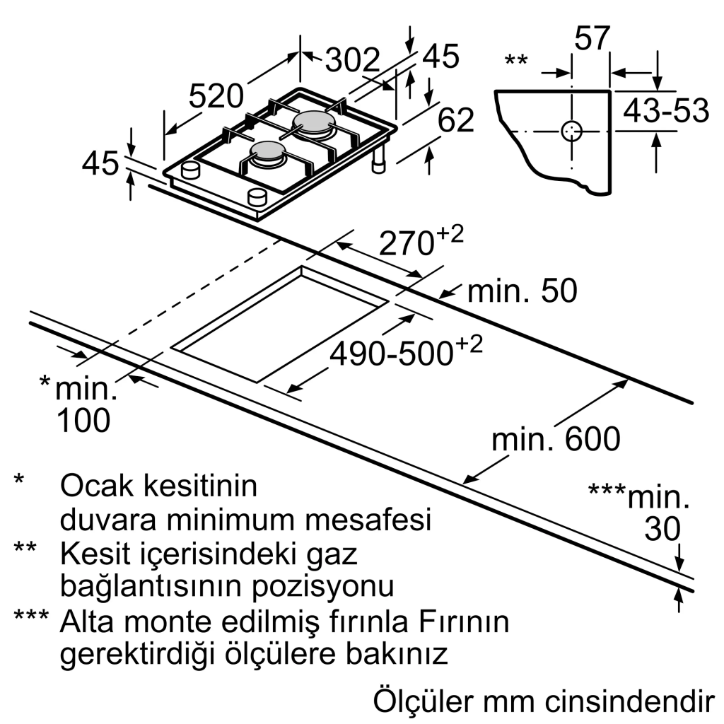 iQ700 Gazlı Domino Ocak 30 cm Seramik, Siyah